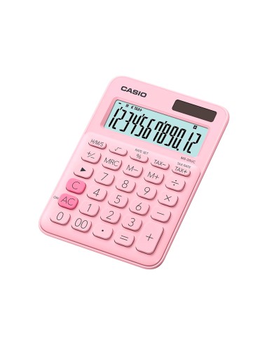 Calculadora casio ms 20uc pk sobremesa 12 digitos tax color rosa