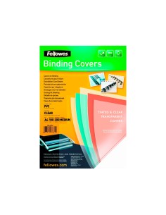 Tapa de encuadernacion fellowes din a4 pvc transparente cristal 180 micras pack de 100 unidades