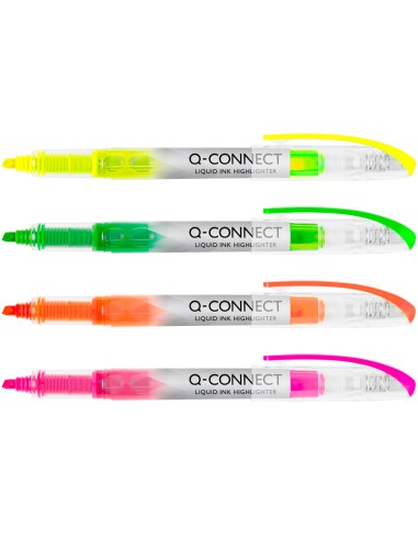 Rotulador q connect fluorescente punta biselada tinta liquida bolsa de 4 unidades colores surtidos