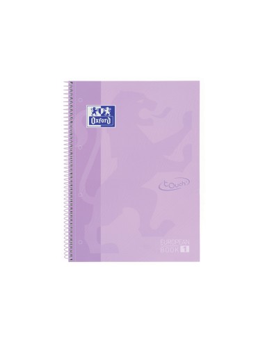 Cuaderno espiral oxford ebook 1 school touch te din a4 80 hojas cuadro 5 mm con margen malva pastel