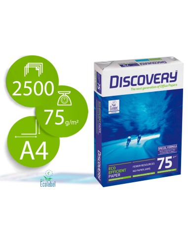 Papel fotocopiadora discovery fast pack din a4 75 gramos papel multiuso ink jet y laser caja de 2500 hojas