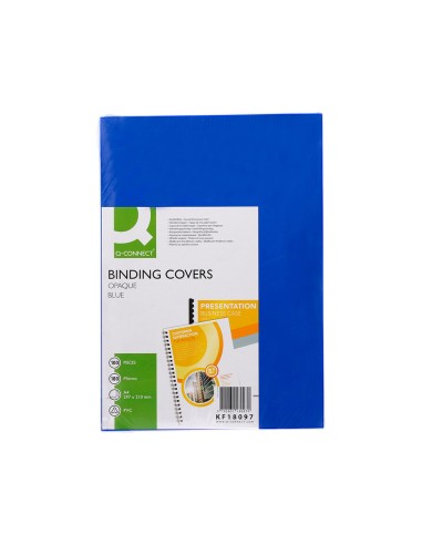 Tapa de encuadernacion q connect pvc din a4 opaca azul 180 micras caja de 100 unidades