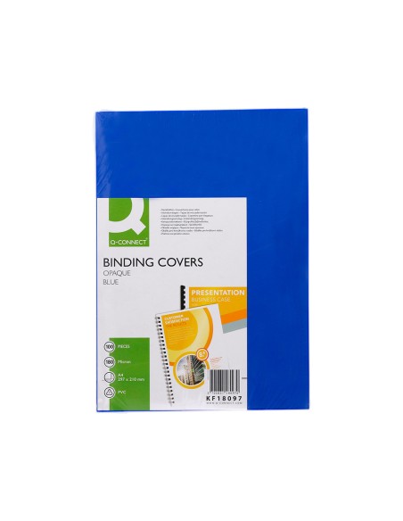 Tapa de encuadernacion q connect pvc din a4 opaca azul 180 micras caja de 100 unidades
