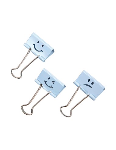 Pinza metalica rapesco reversible 19 mm emojis azul cajita de 20 unidades