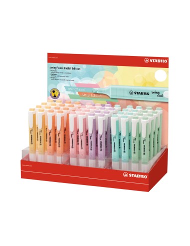 Rotulador stabilo fluorescente swing cool pastel expositor de 48 unidades colores surtidos