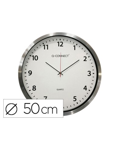 Reloj q connect de pared plastico oficina redondo 50 cm marco cromado