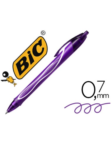 Boligrafo bic gelocity quick dry retractil tinta gel purpura punta de 07 mm