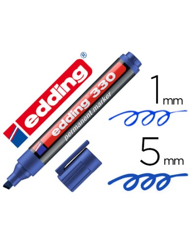 Rotulador edding marcador permanente 330 azul punta biselada 1 5 mm recargable