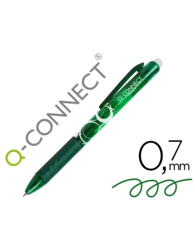 Boligrafo q connect retractil borrable 07 mm color verde