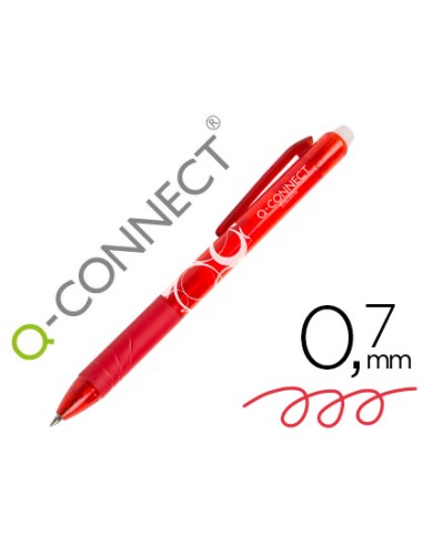 Boligrafo q connect retractil borrable 07 mm color rojo