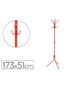 Perchero metalico q connect rojo 8 colgadores 173x51 cm