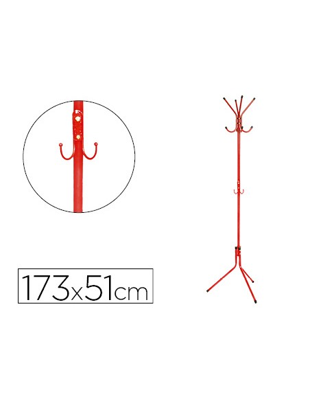 Perchero metalico q connect rojo 8 colgadores 173x51 cm