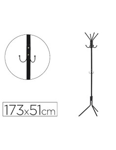 Perchero metalico q connect negro 8 colgadores 173x51 cm