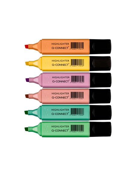 Rotulador q connect fluorescente pastel punta biselada estuche de 6 unidades colores surtidos