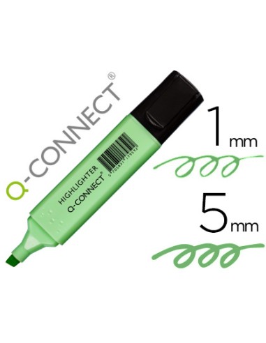 Rotulador q connect fluorescente pastel verde punta biselada