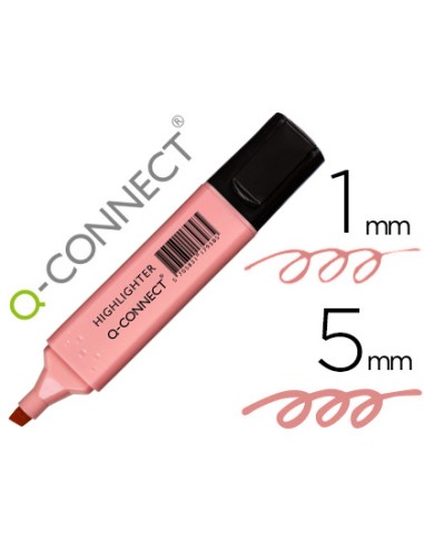 Rotulador q connect fluorescente pastel rosa punta biselada