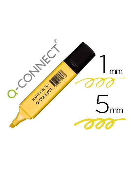 Rotulador q connect fluorescente pastel amarillo punta biselada