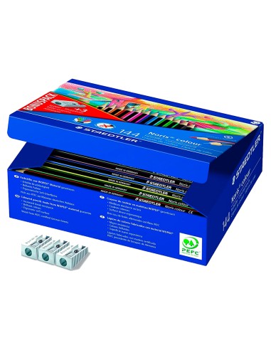Lapiz de color staedtler wopex ecologico caja de 144 unidades surtidas 12 colores surtidos