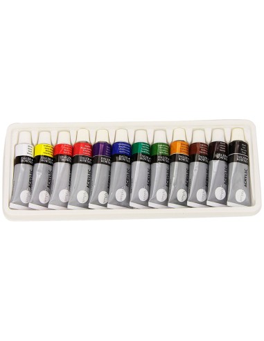 Pintura acrilica daler rowney simply caja de 12 colores surtidos tubo de 12 ml