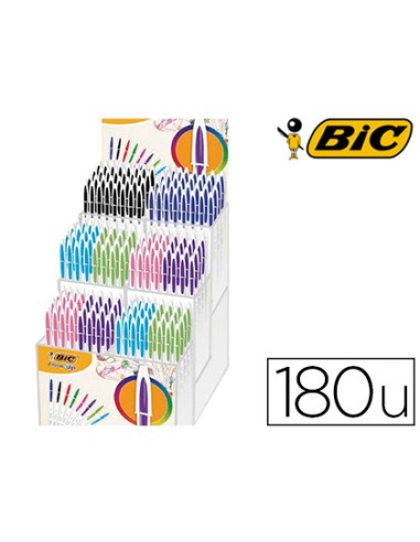 Boligrafo bic cristal up bicolor punta de 12 mm expositor de 180 unidades colores surtidos