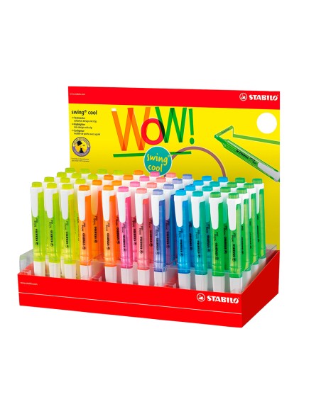 Rotulador stabilo fluorescente swing cool expositor de 48 unidades colores surtidos