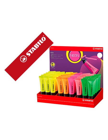 Rotulador stabilo fluorescente 72 neon expositor de 45 unidades colores surtidos