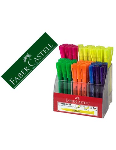 Rotulador faber fluorescente textliner 38 expositor 54 unidades colores surtidos