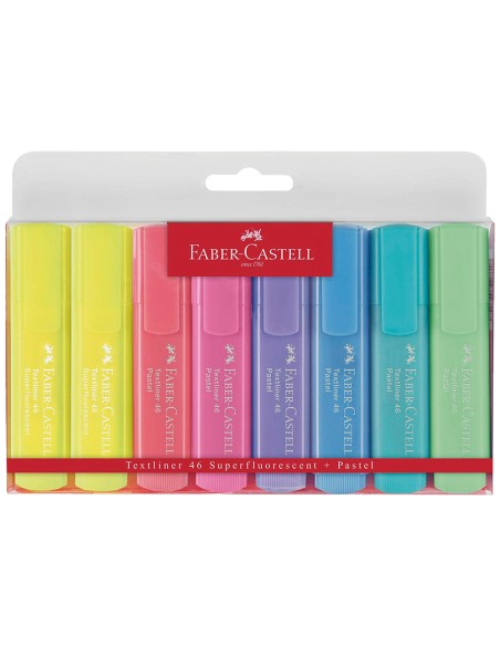 Rotulador faber fluorescente 1546 color pastel estuche 8 unidades surtidas