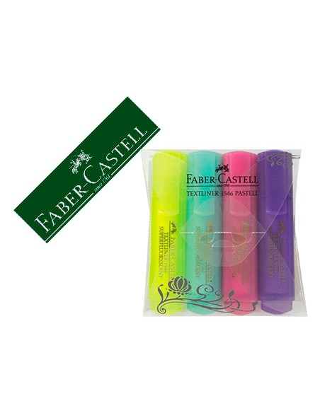 Rotulador faber fluorescente 1546 color pastel estuche 4 unidades surtidas
