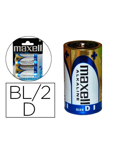 Pila maxell alcalina 15v tipo d lr20 blister de 2 unidades