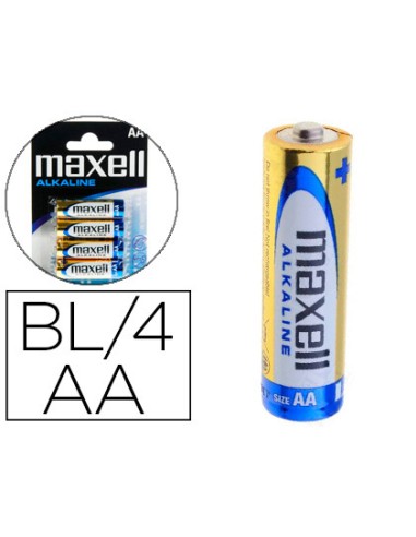 Pila maxell alcalina 15 v tipo aa lr06 blister de 4 unidades