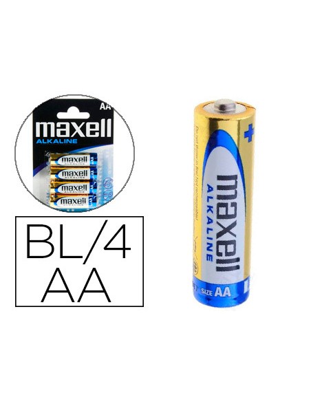 Pila maxell alcalina 15 v tipo aa lr06 blister de 4 unidades