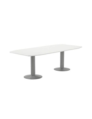 Mesa de reunion rocada meeting 3003at04 estructura columna doble acero gris tablero madera blanco