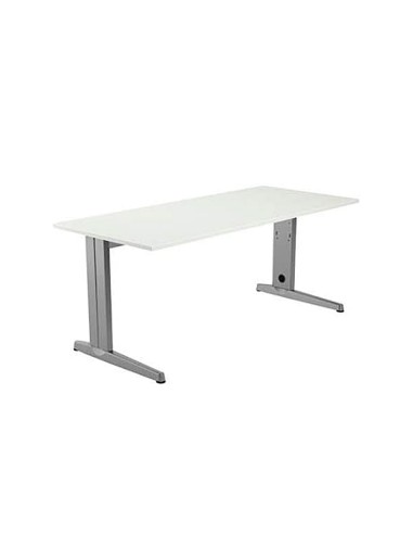 Mesa de reunion rocada meeting 3005ab04 estructura madera gris aluminio en aspas tablero blanco 100 cm