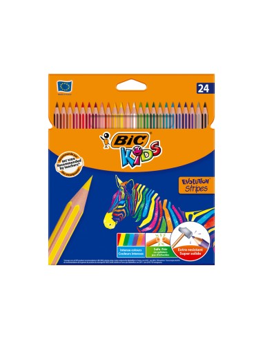 Lapices de colores bic evolution stripes caja de 24 colores surtidos