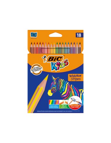 Lapices de colores bic evolution stripes caja de 18 colores surtidos