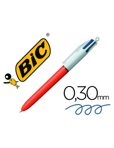 Boligrafo bic cuatro colores punta fina 08 mm