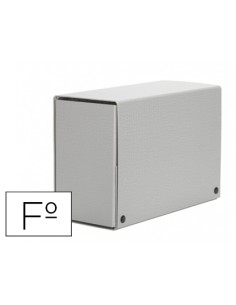 Carpeta proyectos pardo folio lomo 150 mm carton forrado gris con broche