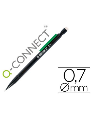 Portaminas q connect 07 mm con 3 minas cuerpo negro con clip verde