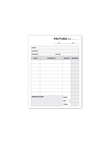 Talonario liderpapel facturas 8º original t100 con igic