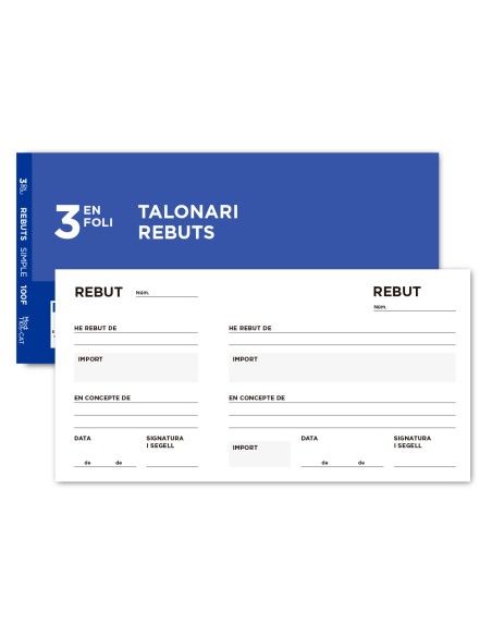 Talonario liderpapel recibos 3 fº original t105 con matriz texto en catalan