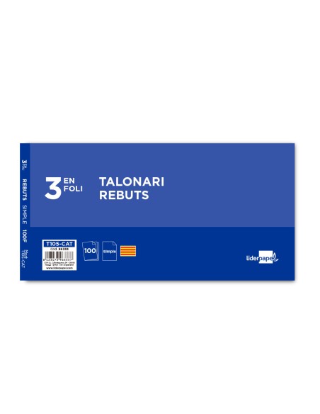 Talonario liderpapel recibos 3 fº original t105 con matriz texto en catalan
