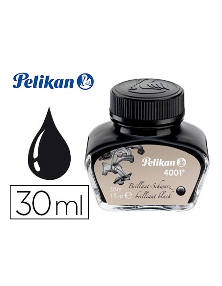 Tinta estilografica pelikan 4001 negro brillante frasco 30 ml