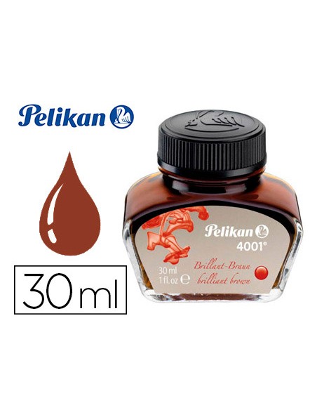 Tinta estilografica pelikan 4001 marron brillante frasco 30 ml