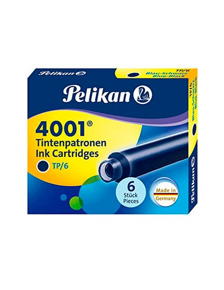 Tinta estilografica pelikan tp6 azul negro caja de 6 cartuchos