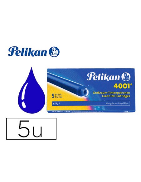 Tinta estilografica pelikan gtp 5 azul real caja de 5 cartuchos