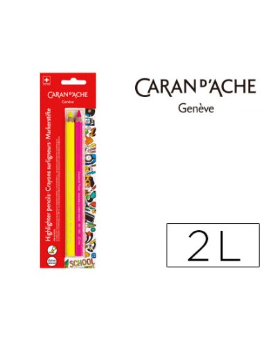 Lapices fluorescente caran d ache linea escolar maxi fsc blister 1 amarillo y 1 rosa