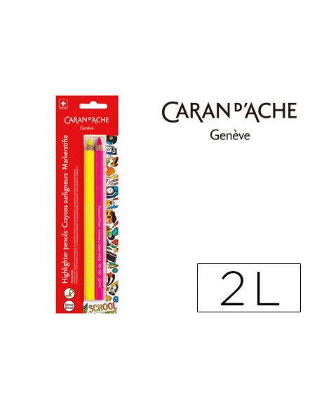Lapices fluorescente caran d ache linea escolar maxi fsc blister 1 amarillo y 1 rosa