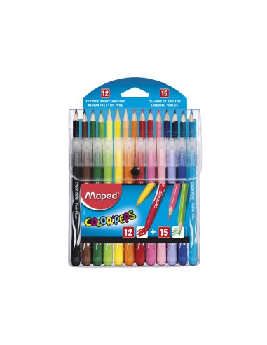 Pack combo maped color peps 12 rotuladores 15 lapices de colores