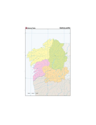 Mapa mudo color din a4 galicia politico